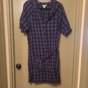 Time and Tru Navy Checkered Shirt